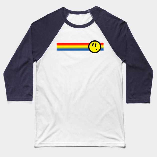 Rainbow Stripe Smiley Baseball T-Shirt by GarryDeanArt